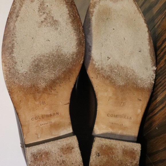 Cole Hann Brown Leather Knee High Round Toe Back Zip Up Arlington Riding Boots - Picture 7 of 7